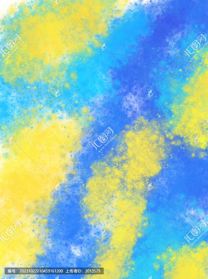 水彩喷溅涂鸦艺术背景黄蓝色