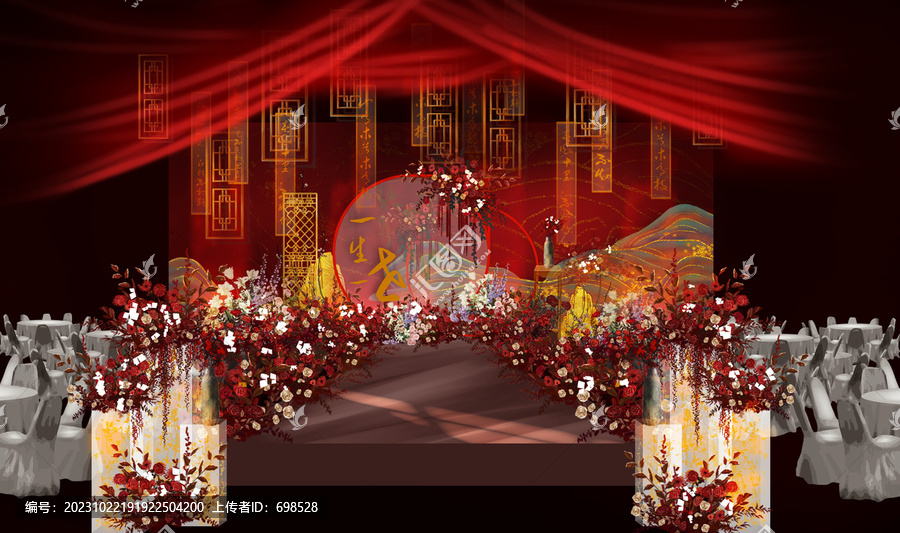 中式婚礼效果图舞台
