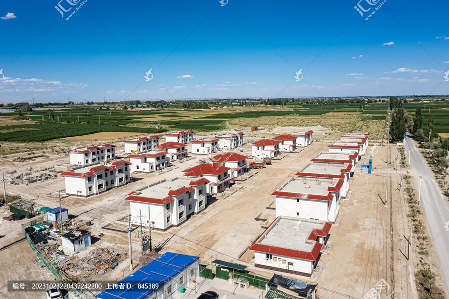 航拍甘肃酒泉农村在建住宅区