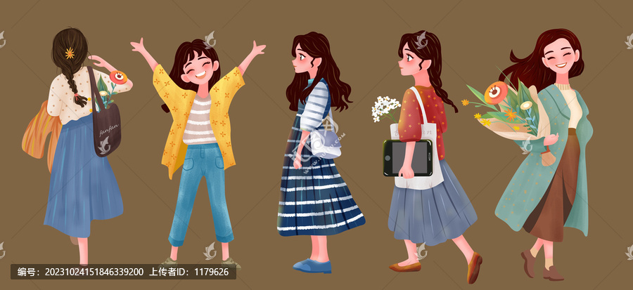 文艺女孩合集插画