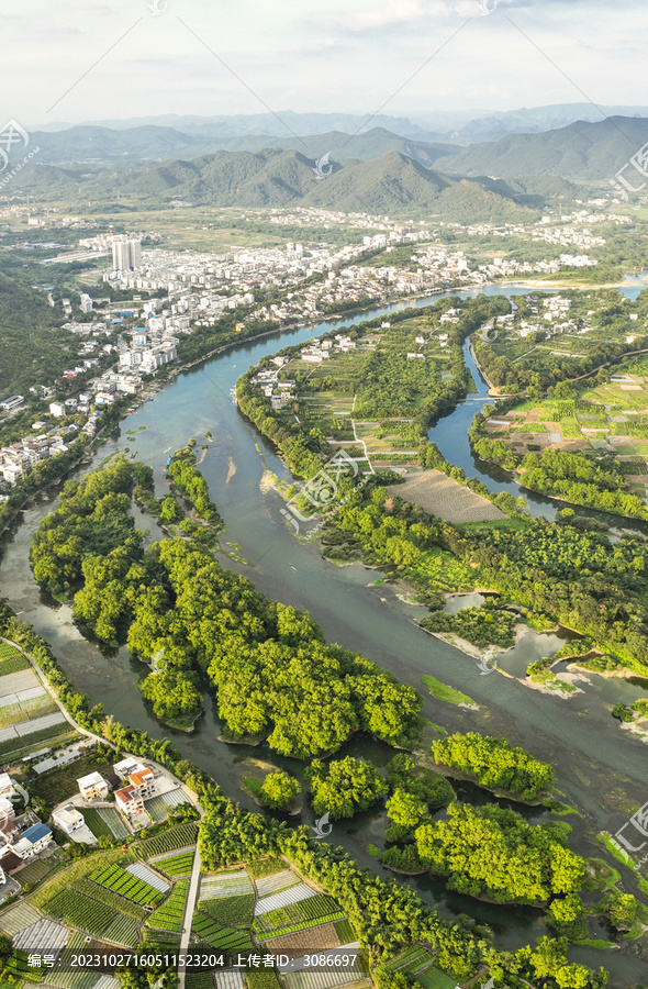 航拍桂林漓江漓江山水毛洲岛