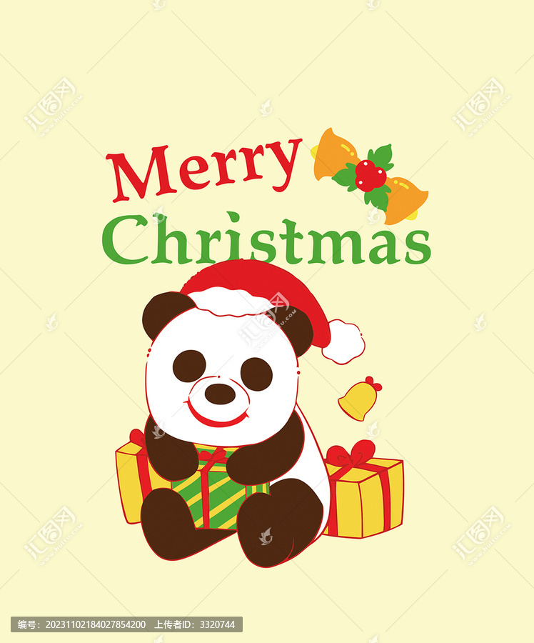 熊猫圣诞手袋图案