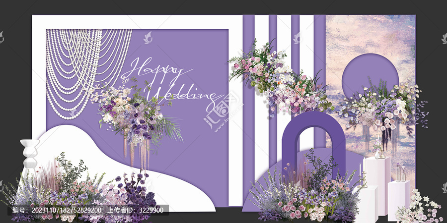 紫色浪漫层次婚礼效果图