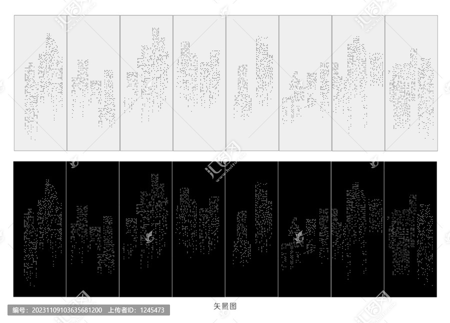 建筑剪影穿孔雕刻矢量文件