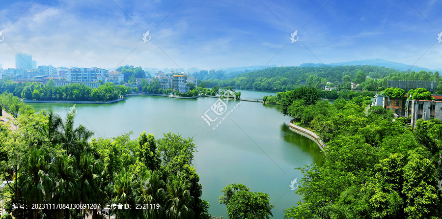 惠州西湖城市航拍图