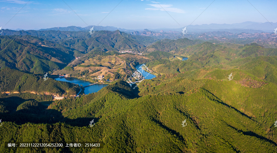 航拍山村乡村河流生态环境