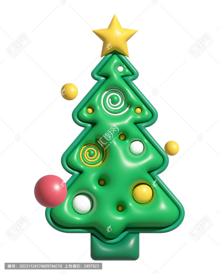 圣诞立体膨胀浅绿色圣诞树