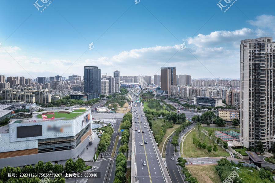 航拍南京市区道路运输