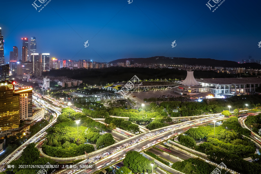 航拍南宁城市夜景