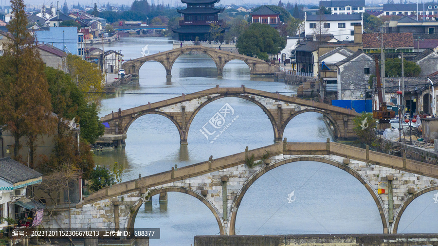 浙江省湖州双林镇双林三桥晨曦