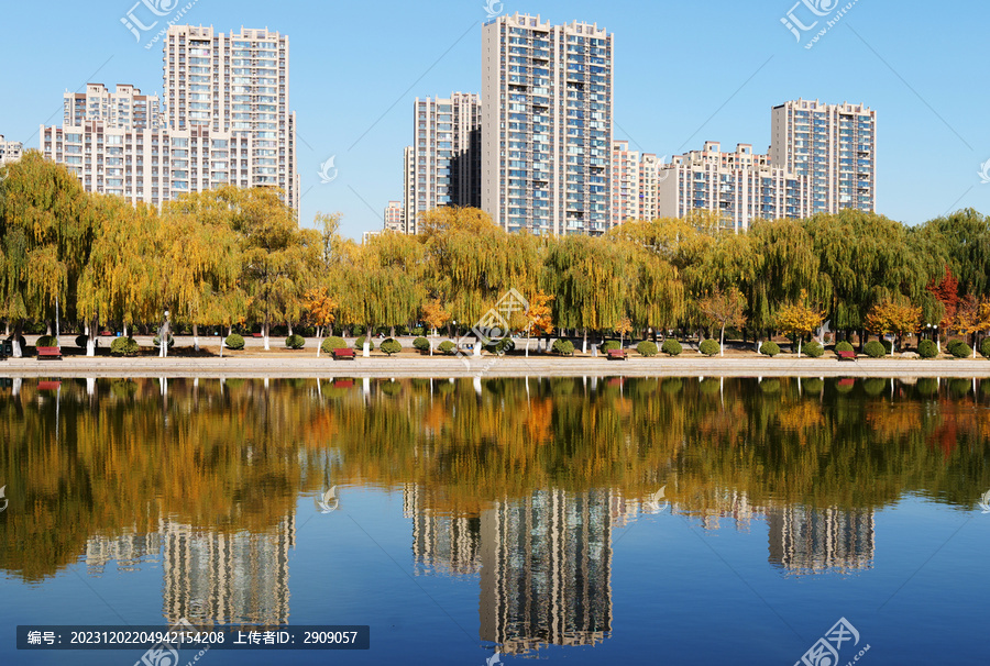 湖边秋景