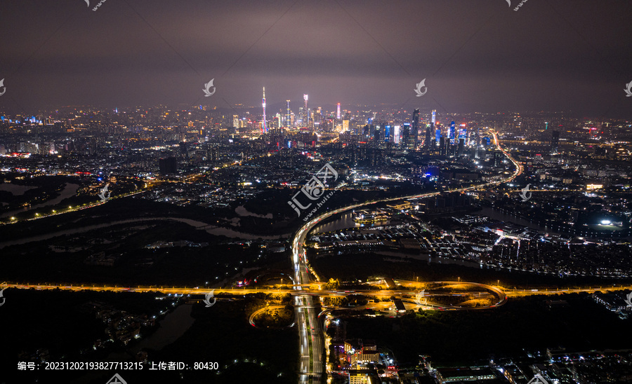 广州天际线夜景全景