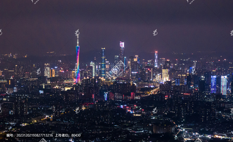 广州珠江新城夜景航拍