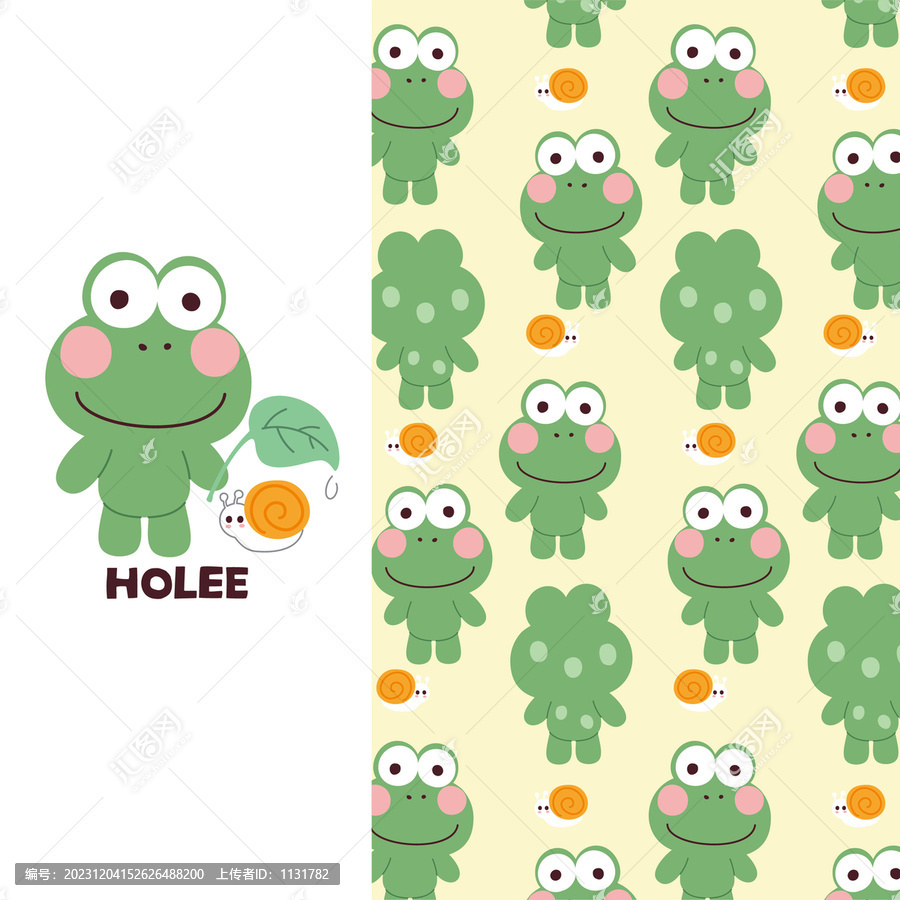 可爱卡通小蜗牛与青蛙