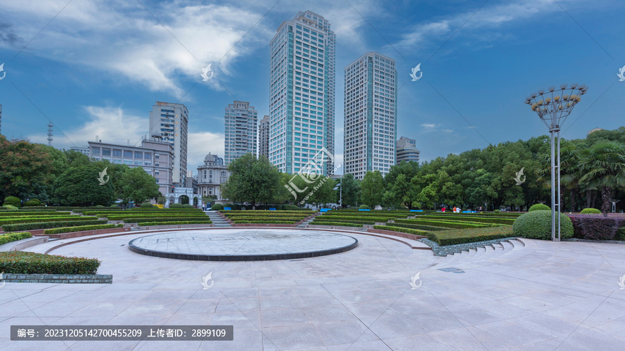 武汉蓝天白云现代建筑城市风光