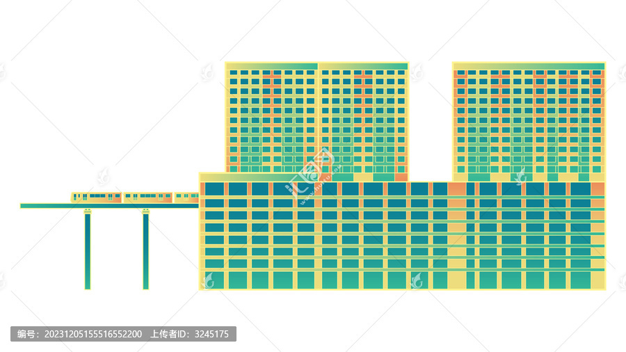 重庆李子坝轻轨穿楼插画元素