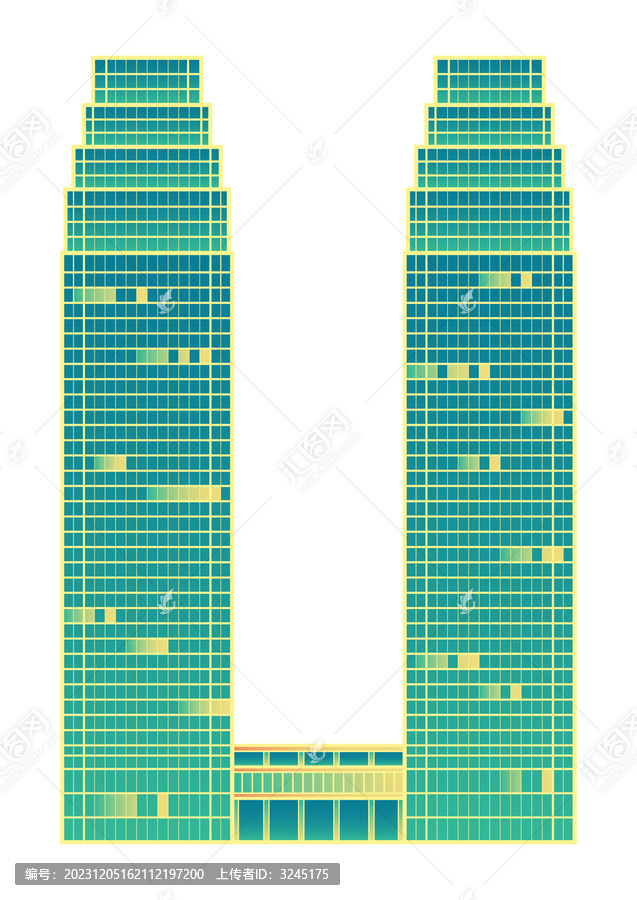 重庆长江国际大厦插画元素