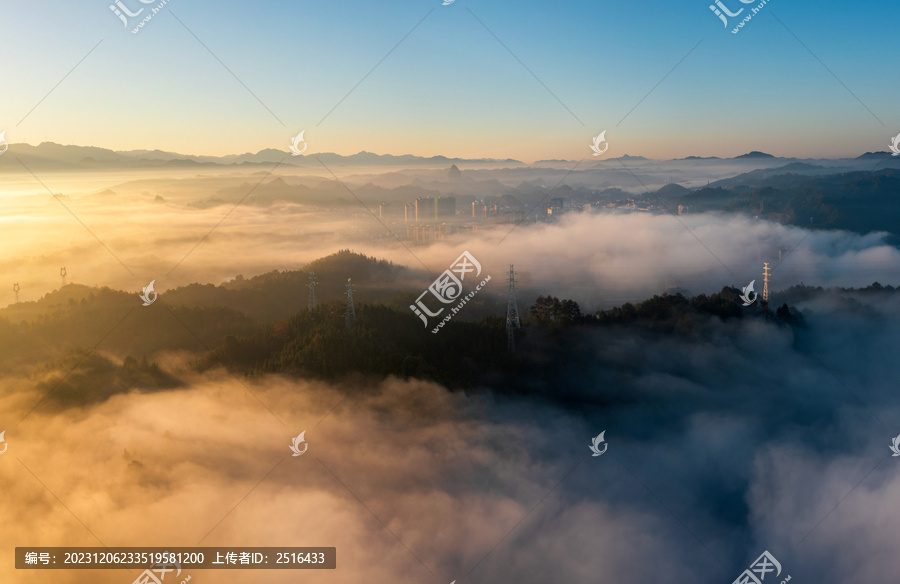 湖南通道日出云雾山川美丽风光