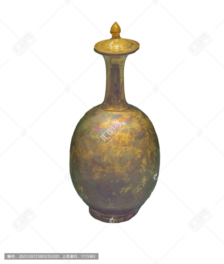 北齐鎏金铜带流瓶