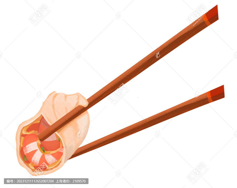 筷子饺子肌理插画免扣元素