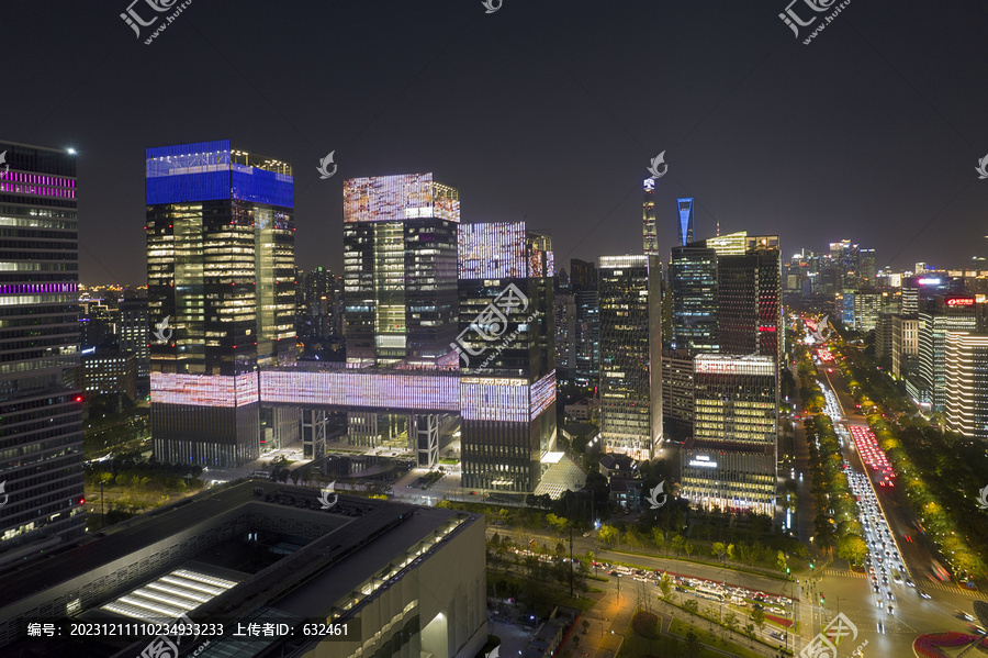 上海金融交易广场航拍风光夜景