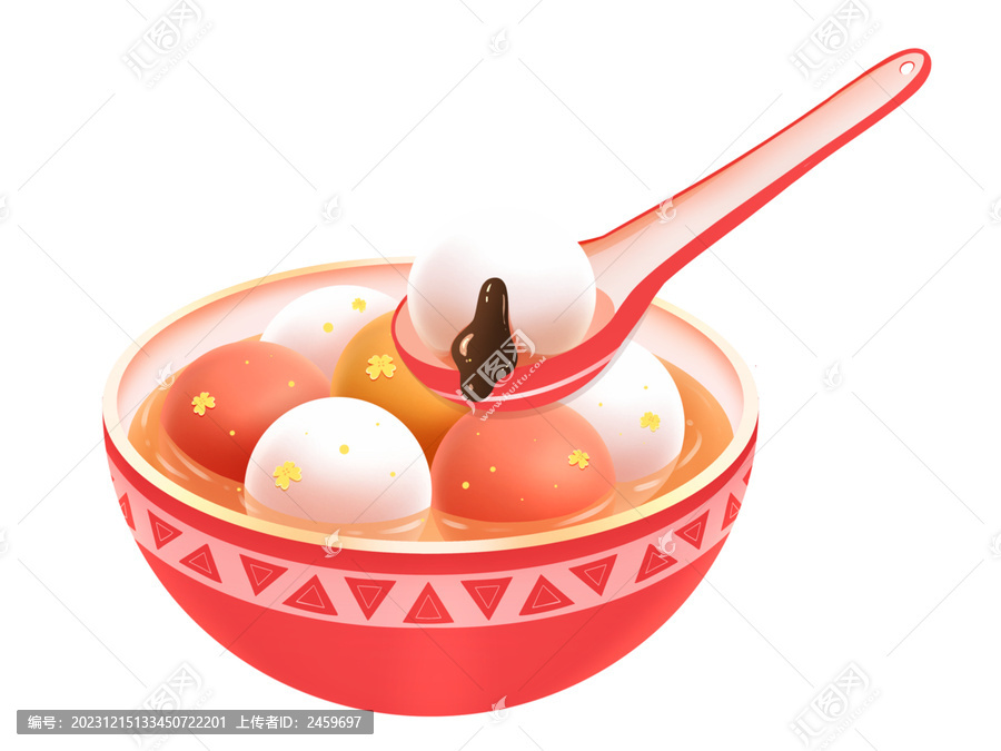 冬至元宵节传统美食粗粮汤圆插画