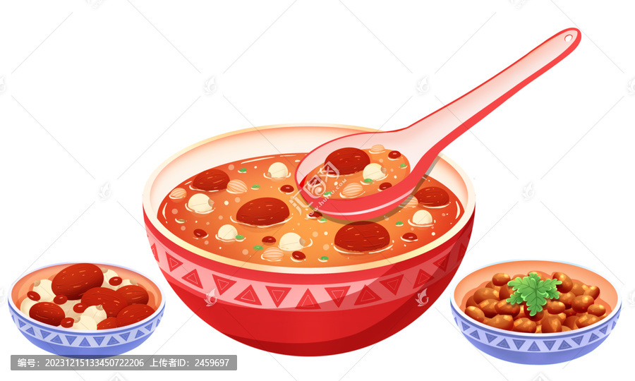 卡通中国美食腊八粥八宝粥插画