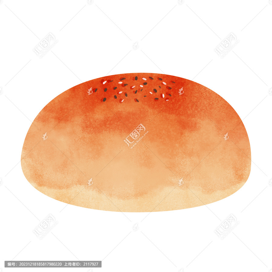 红豆面包水彩风手绘食物