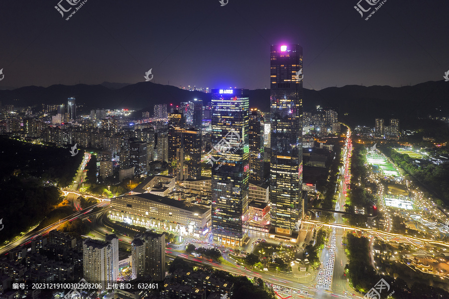 深圳深业上城航拍城市风光夜景