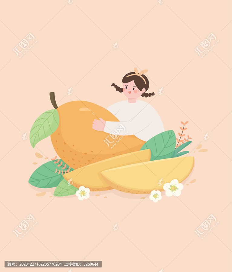 芒果水果插画