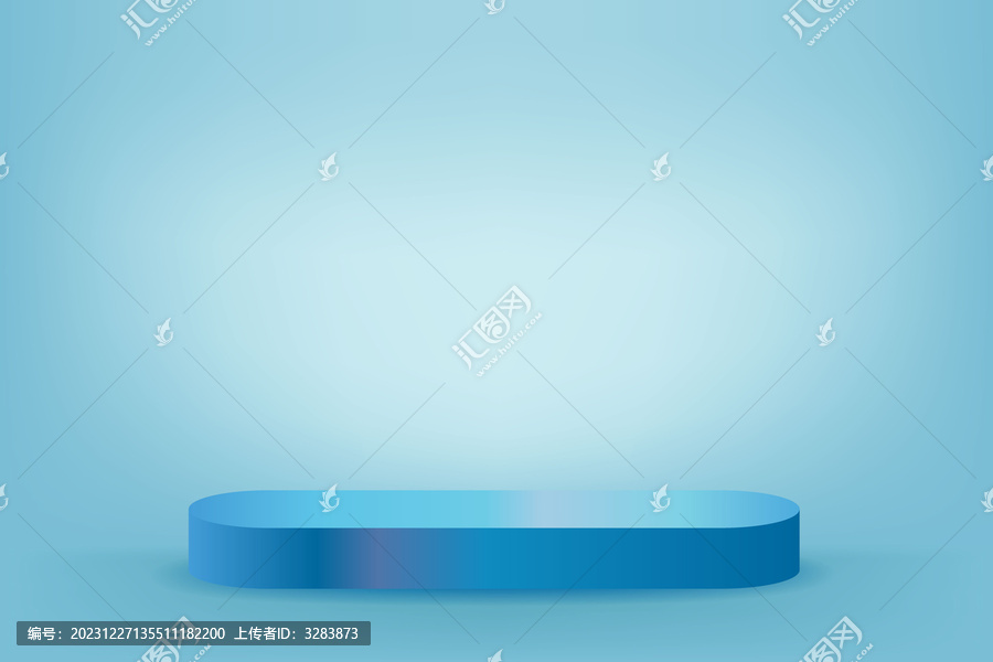 蓝色光泽背景椭圆柱形立体展台