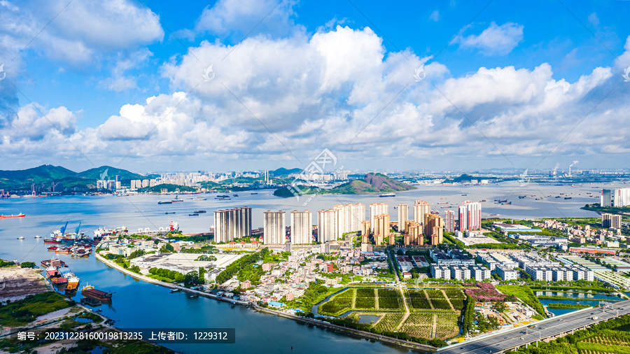 东莞虎门城市风光航拍全景