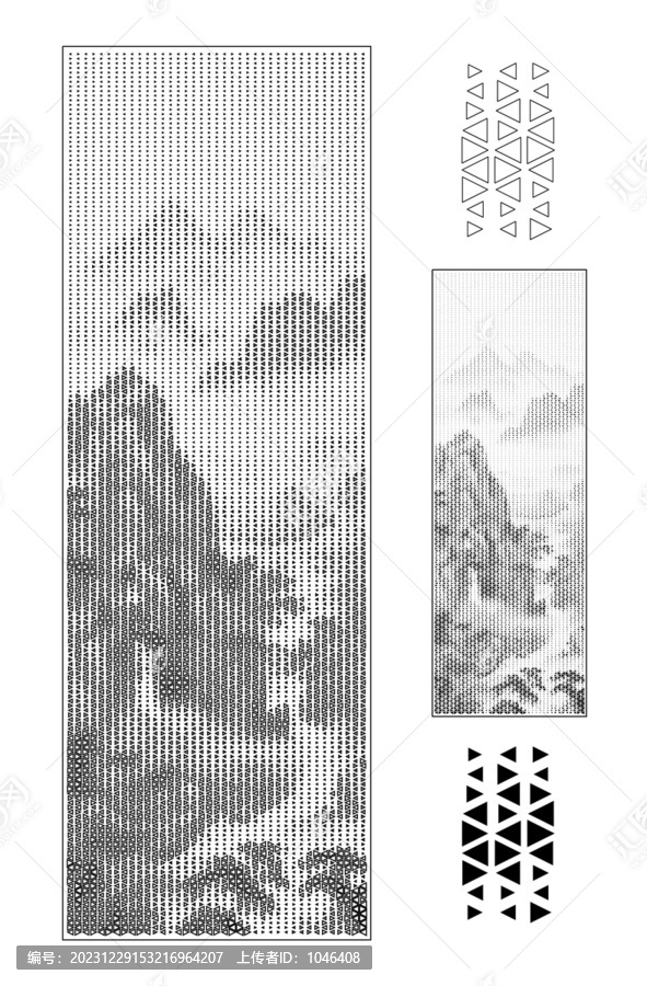 三角形山水画冲孔板