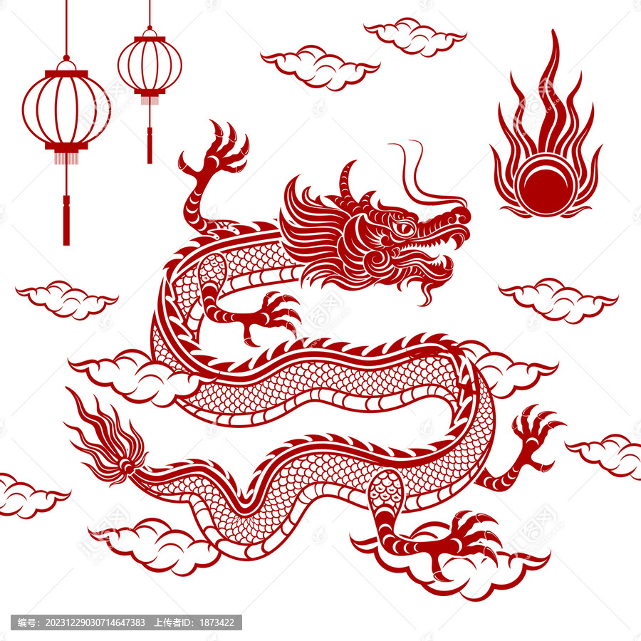 传统复古中国团龙新春设计