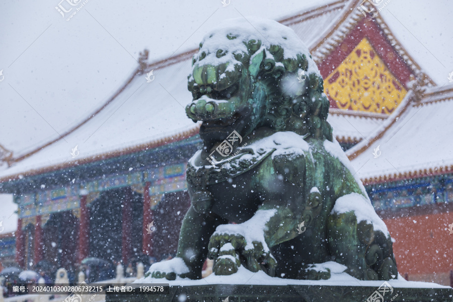 故宫狮子雪景