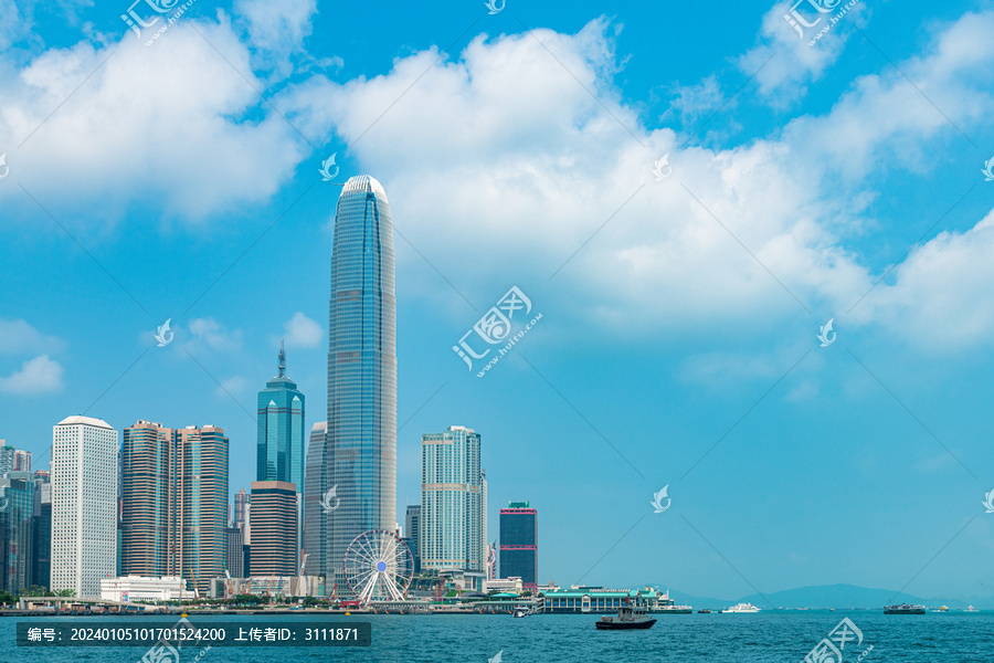 香港中环区沿岸高楼大厦海景