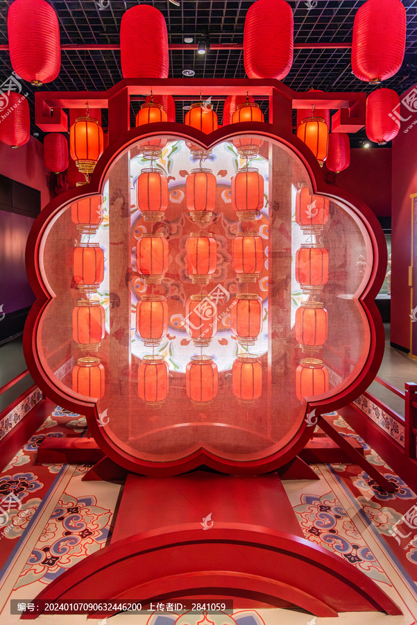 室内红灯笼中国风唐代古建筑