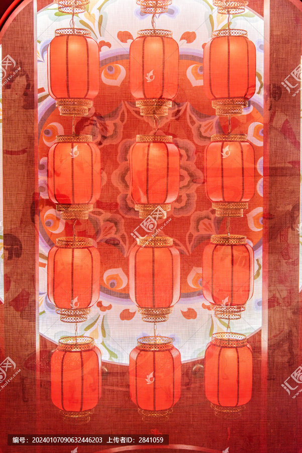 室内红灯笼中国风唐代古建筑