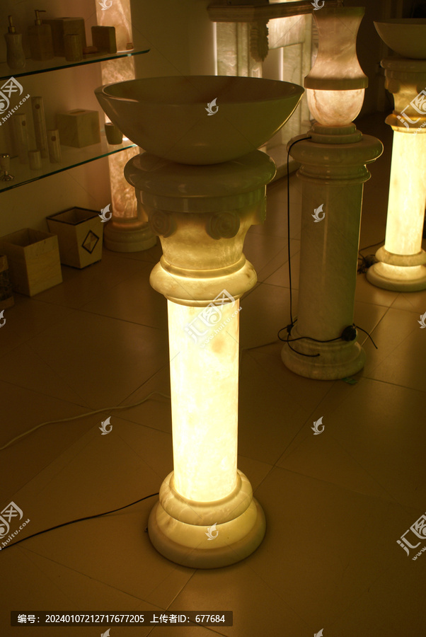 灯饰灯柱透光石石材工艺装饰