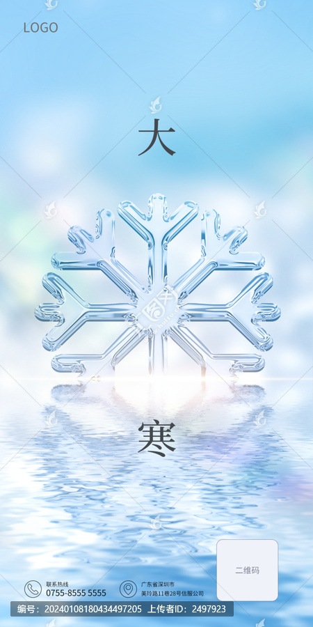 雪花倒影大寒海报