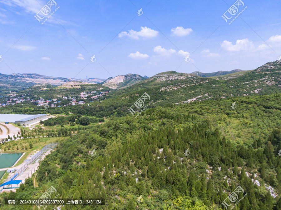 山东济南南部山区山脉航拍