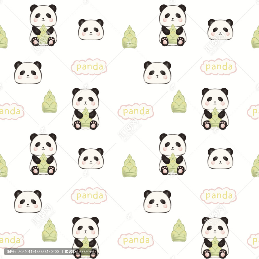 家纺印花可爱熊猫