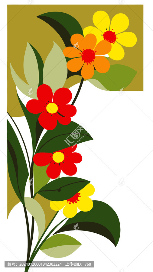 装饰画艺术画植物花朵插画背景