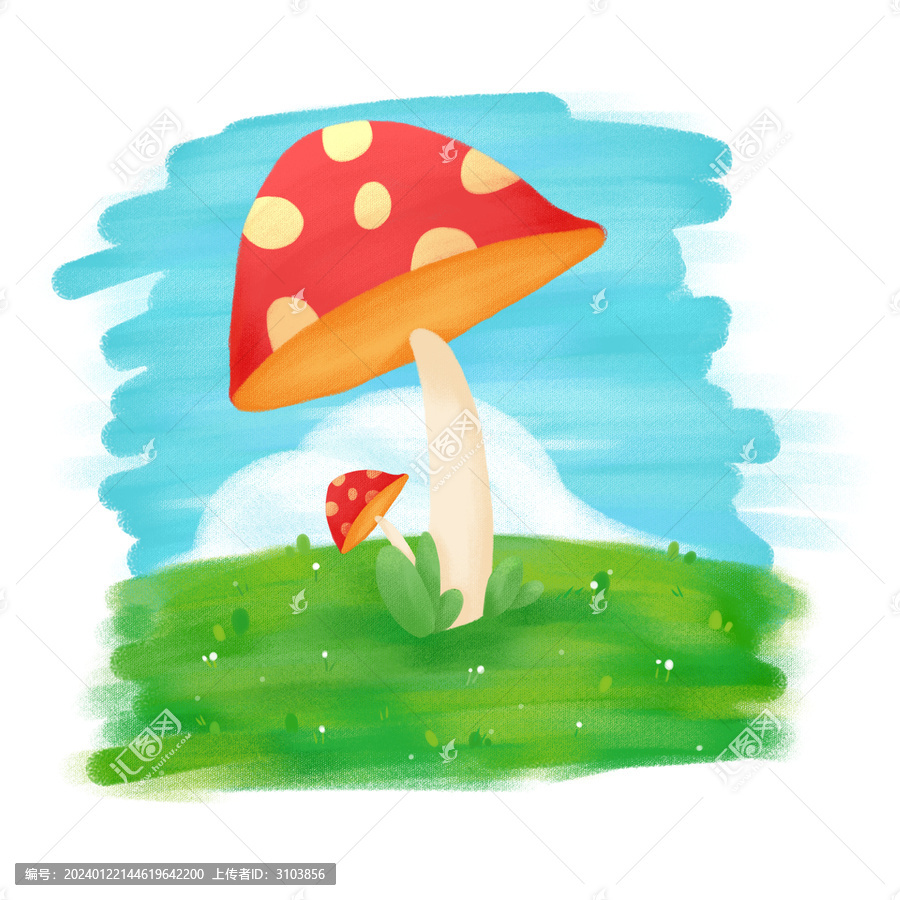 手绘卡通红蘑菇绘本