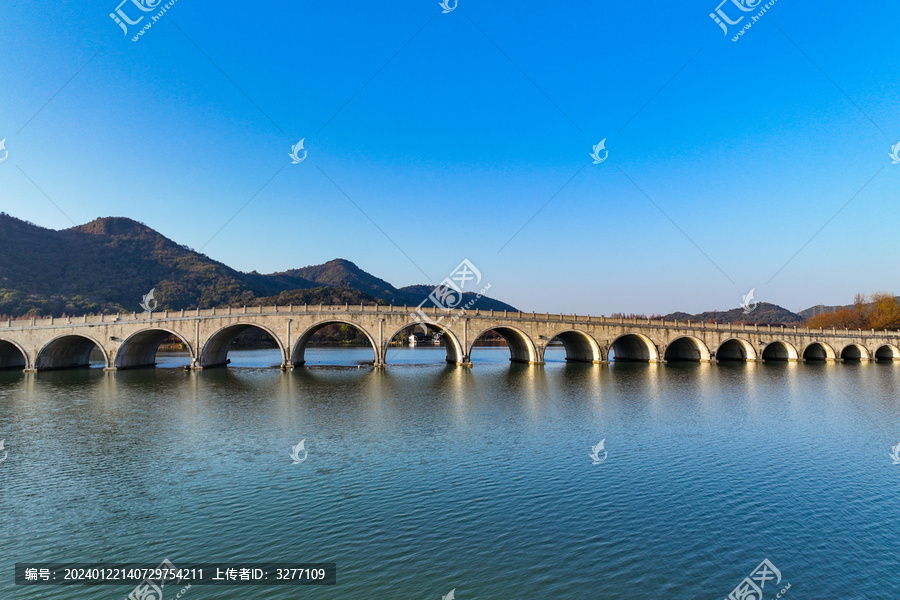 航拍下的萧山湘湖景区风光