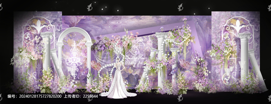 紫色莫奈花园风婚礼效果图