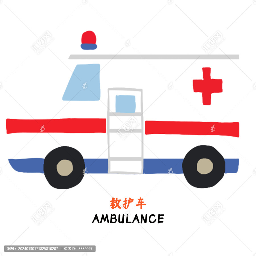 卡通可爱交通工具救护车