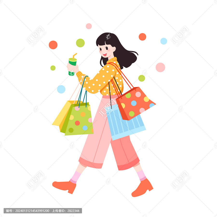 开心的商场购物女性单人