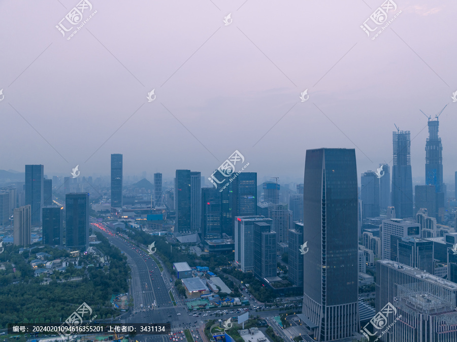 山东济南中央商务区航拍夜景