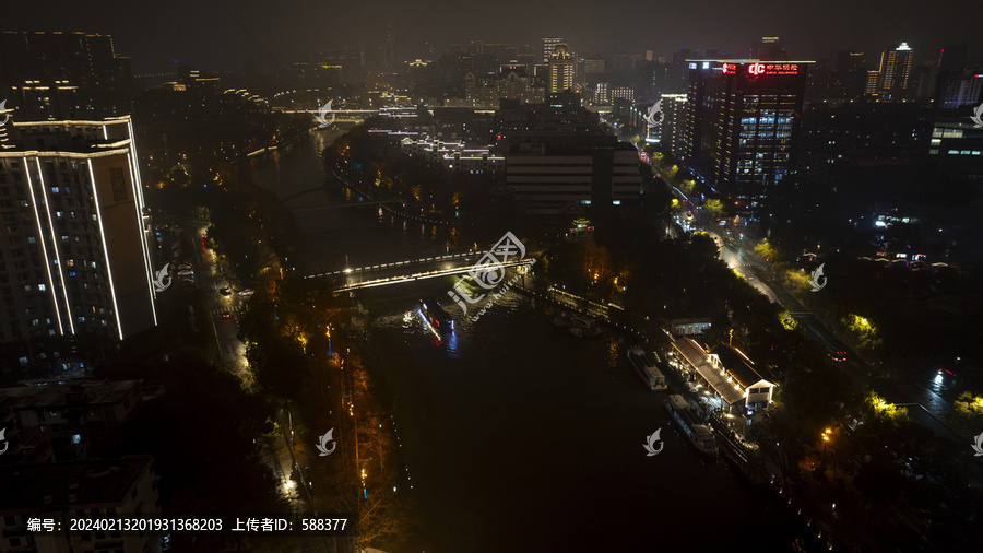 杭州拱墅区香积寺历史街区夜景